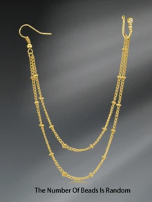 CIZME 1件/套金色假鼻环，鼻中隔链耳环饰品 - 鼻钉吊坠鼻链穿刺装饰，夹式吊坠鼻中隔耳环（女士款），万圣节装饰，珠子数量随机 - 金色 - 查看 10