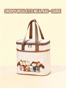 SNOOPY Insulated Meal Bag - Large: Oxford Cloth Waterproof Exterior, Aluminum Foil Thermal Lining, Double-Zipper Design, 5H+ Food Warmth, Durable & Easy to Clean, Family & Office Lunch, Picnic & Daily Use, Perfect for Family Gatherings, Office Break, Family & Office Lunch, Picnic & Daily Use, Perfect for Family Gatherings, Office Breaks & Outdoors Office Break - 史努比餐包-大號 - 查看 2