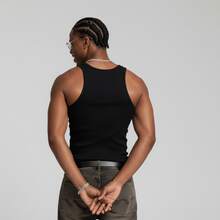 Men's American Style Ribbed Tank Top, Light And Comfortable, Summer Tank Top Shirt - 黑色 - 查看 4