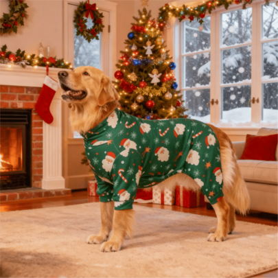 Pijama de Natal para Cachorro, Fantasia Engraçada de Natal para Cachorro, Pijama de Natal para Filhote, Roupas de Natal para Filhote, Pulôveres para Cachorro, Presente de Natal para Filhote, Roupas para Cachorro, Roupas para Cachorro, Pijama para Cães de Pequeno, Médio e Grande Porte, Ultra Macio e Elástico, Estampa Completa - Padrão Natalino, P-6GG
