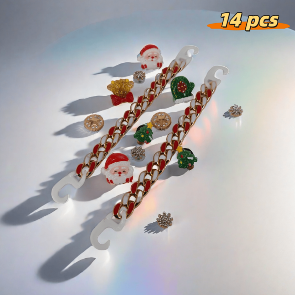 Rhinestone Decorated Clogs, Christmas Exclusive Accessories, Santa Claus, Christmas Tree, Reindeer