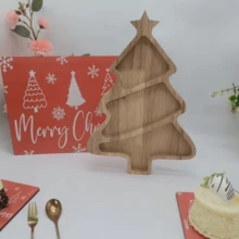 Christmas Eve, Christmas, Holiday Party Dessert Tray, Candy Tray, Special Christmas Tree Style-Wooden Decorative Tray, Coaster, Dessert Tray, Candy Tray, Snack Tray, Cheese Tray, Decorative Tray, Surprise Gift For Family And Friends, Photo INS Style. - Mocha Brown - View 2