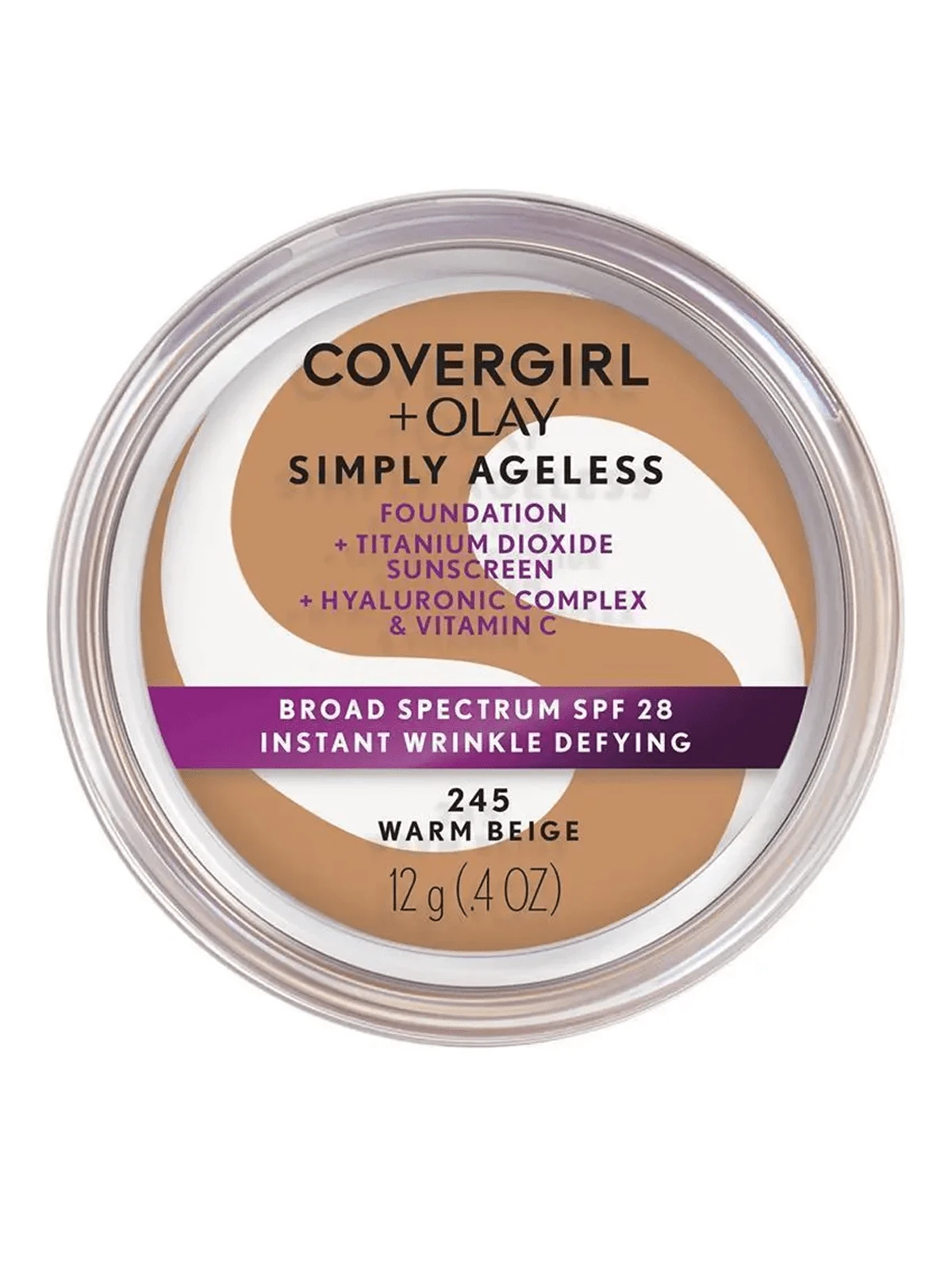 CoverGirl Simply Ageless 即时抗皱粉底液 245 - 暖米色 0.4 盎司/12 克 - 245 - 暖米色 - 查看 1