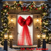Elegant Red Bow Door Flag - Multi-Functional Washable Polyester Decoration, Suitable For Weddings, Birthdays, Grand Opening Ceremonies - Perfect For Porches And Entrances, And Ideal For Christmas