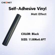 1pc Cheonet Permanent Adhesive Vinyl Matte/Glossy Colored Vinyl Sticker, Suitable For Party Decoration DIY - Black - View 27