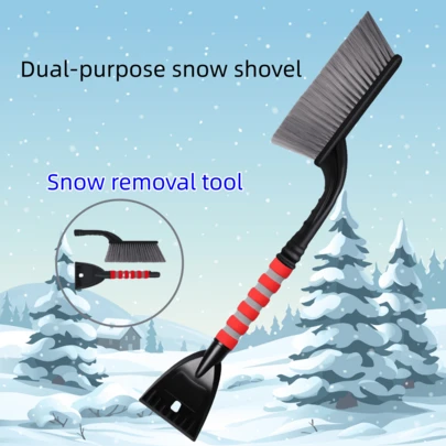 Snöskyffel för bilar, multifunktionell isskrapa, snöborste för vintersnöröjning