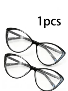 1pc Women's Retro Leopard Eyeglasses - Cat Eye Frame,  Brand Design, Ideal For Computer Work & Reading, Decor Piece - Fits Holiday Party Outfits This Season, Suitable For Gifting & Self-Use - 黑色 - 查看 1