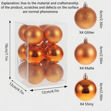 12 PIEZAS Bolas de Navidad multicolor rojo, naranja, dorado, plateado de 6cm, bolas decorativas para árbol de Navidad, colgantes para árbol de Navidad con acabado electrolítico, decoraciones navideñas para fiesta y árbol de Navidad - Multicolor - Ver 3