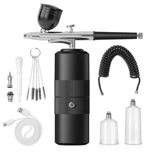 Aerógrafo inalámbrico y portátil para uñas, kit de aerógrafo con compresor de 30 PSI de alta presión recargable, máquina de pulverización de aire con boquilla de 0.3 mm para pintar modelos, barbería, galletas, pasteles