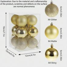12 PIEZAS Bolas de Navidad multicolor rojo, naranja, dorado, plateado de 6cm, bolas decorativas para árbol de Navidad, colgantes para árbol de Navidad con acabado electrolítico, decoraciones navideñas para fiesta y árbol de Navidad - Multicolor - Ver 2