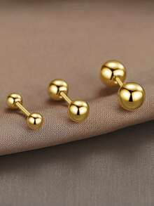 6 件极简主义 18K 电镀钛钢球耳骨钉、金豆软骨穿孔耳环、金色、银色、枪黑色螺丝双头耳环、耳屏耳环、杠铃耳环、男士耳廓耳环、小睡耳环、防过敏耳环