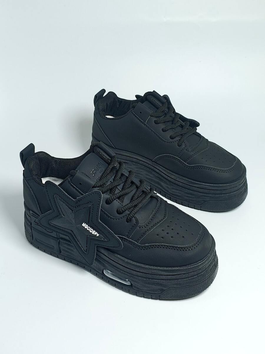 New Autumn Women's White Sneakers, Korean Style Versatile Casual Shoes, Student Platform Shoes, Black Leather Waterproof, College Style Athletic Shoes, Breathable Increase Height Running Shoes