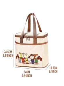 SNOOPY Insulated Meal Bag - Large: Oxford Cloth Waterproof Exterior, Aluminum Foil Thermal Lining, Double-Zipper Design, 5H+ Food Warmth, Durable & Easy to Clean, Family & Office Lunch, Picnic & Daily Use, Perfect for Family Gatherings, Office Break, Family & Office Lunch, Picnic & Daily Use, Perfect for Family Gatherings, Office Breaks & Outdoors Office Break - 史努比餐包-大號 - 查看 10