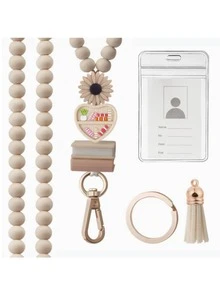 1条波西米亚风流苏木珠挂绳，可挂钥匙、身份证，时尚项链挂绳，女士礼物，学习用品，返校季必备 - 彩色 - 查看 8