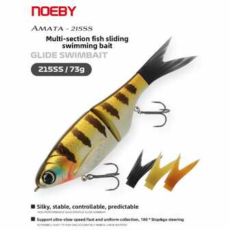 NOEBY Multi-Section Hard Lure, 215mm 73g Long Casting, Gliding Swimming Action, Suitable For Sea Fishing And Freshwater, Bass & Snakehead, 2-Piece Swimbait