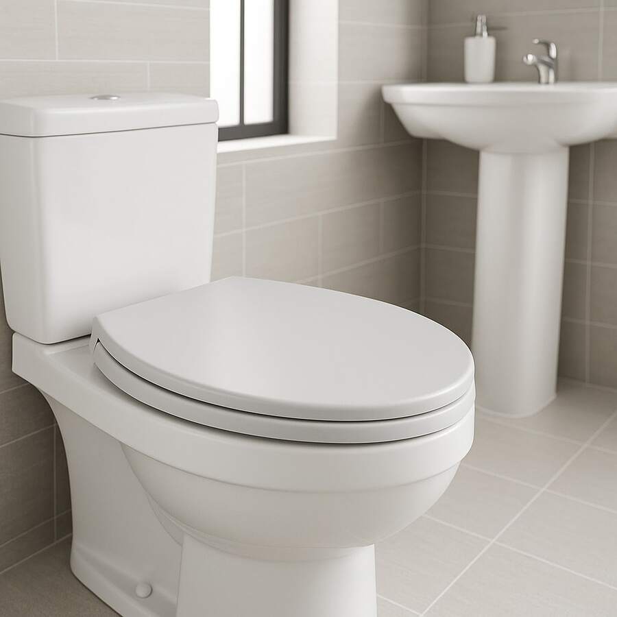 Tapa de inodoro superficie lisa mejorada cómoda suave fácil de limpiar para baño/hogar todo público - Gris Claro - Ver 1