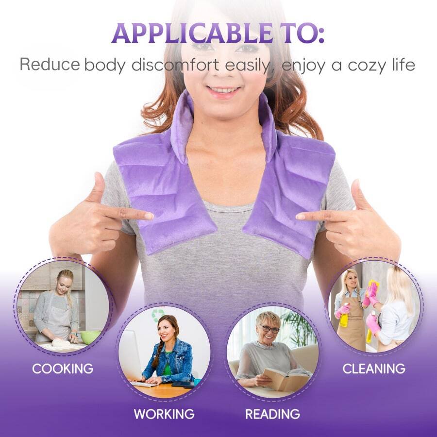 1 szt. Poduszka grzewcza do mikrofalówki, odpowiednia do szyi, ramion i pleców, wilgotne ciepło, obciążona konstrukcja, ogrzewanie mikrofalowe, nie wymaga prądu, podwójne zastosowanie na zimno i ciepło, odpowiednia do szyi, ramion, pleców, nóg, kolan i innych obszarów, równomierne ogrzewanie, idealna do domu i biura, ergonomiczna konstrukcja, trwała, wygodna i przenośna, zapewnia codzienne ciepło, idealny prezent świąteczny, może wygodnie masować ramiona.