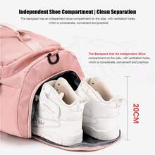 Bolsa deportiva y de fitness multiusos para mujer con compartimentos secos y húmedos, bolsa de entrenamiento de natación, bolsa de equipaje de viaje, bolso de mano, mochila para hombre, bolsa de yoga, bolsa de almacenamiento de ropa, gran capacidad, compartimento independiente para zapatos, color sólido, bolso casual simple y versátil, mochila de viaje, mochila deportiva - Rosa - Ver 8