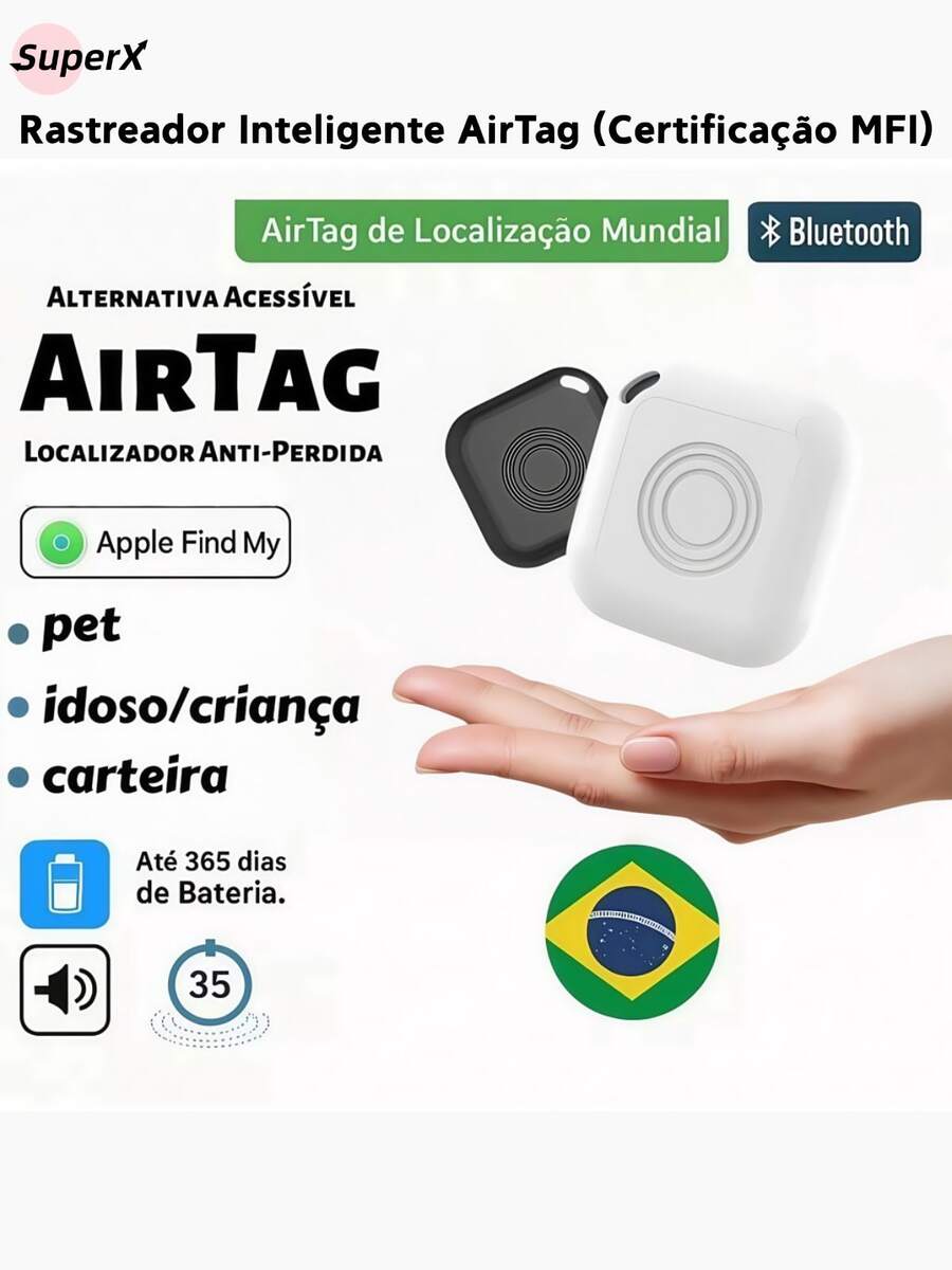 AirTag/Smart Tag Tracker With MFI Certification: Complete GPS Location, Ideal For Luggage, Cars, Motorcycles, Pets And Children, No Distance Limit - trắng - Xem 1
