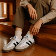 Unisex Casual Sneakers, Lightweight, Comfortable, Retro Urban Style - White - View 2
