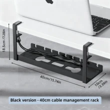 Under Desk Cable Management Tray, No Drill Metal Mesh Cable Organizer With Clips For Installation, 3-Slot Cable Tray With Desktop & Under Desk Wire Organizer, Adjustable Cable Management Rack For Home Office Standing Desk