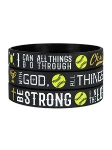 1件/3件基督教圣经经文垒球宗教硅胶手链腕带