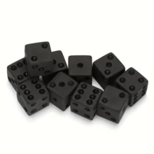 12pcs Classic 16mm Matte Black Acrylic Dice Set, Suitable For Board Games And Parties, Matte Black Dice, Perfect Gift For Christmas, Halloween, Thanksgiving - Multicolor - View 4