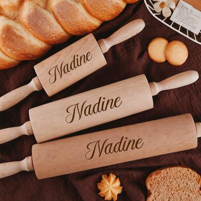 Personalized Wooden Rolling Pin, Customized Engraved Kitchen Utensil, Solid Wood Baking Tool, Thoughtful Grandma Gift, Personalized Gift For Mom Custom Gift For Her Mothers Day Grandma Gift Gift From Daughter Engraved Rolling Pin Kitchen Rolling Pin Solid Wood Cookie Personalized Gift For Mom Gift Kitchen Decoration