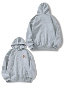 Personalized Custom Text Hoodies, Customized Family Party/Group Outfits, Baby/Friend/Couple/Pet Music Festival Text, Fall Clothes, Fall Tops, Women's Tops, Winter Tops, Fall Women's Clothing, White Hoodies, Holiday Gifts, Valentine's Day Gifts, Halloween Gifts, Thanksgiving Gifts, Christmas Gifts, Anniversary Gifts, Wedding Season, Wedding Gifts, Best Friend Gifts. - Light Grey - View 3