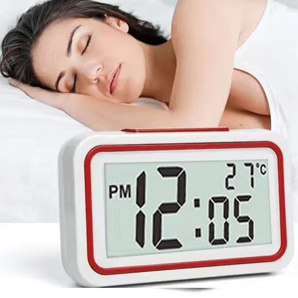 BOSSNEY Reloj digital, reloj que dice la hora, reloj despertador digital, reloj despertador para ciegos, ancianos y personas con problemas de audición, reloj digital en inglés a pilas. - Azul - Ver 1