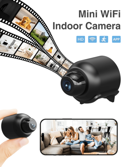 Slimme Wi Fi Camera Live View In 720p HD, Features Night Vision, Motion Alerts Continuous Recording, Versatile Mini Indoor Outdoor 1pc/ view 9