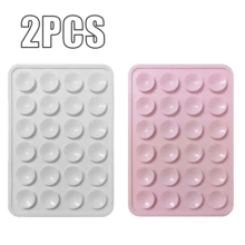 1/2/3/4/5/10/50个硅胶双面手机吸盘方形手机支架每侧24个吸盘20种颜色可选双面加厚通用适用于办公桌、瓷砖和浴室墙壁 - 彩色 - 查看 37