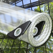 1pc Transparent Heavy-Duty PVC Tarpaulin - Waterproof Cover For Outdoor Plants/Furniture, Pre-Punched Holes With 50cm Spacing, Free Nylon Ropes For Installation, Multi-Purpose Weatherproof Use