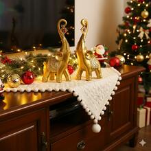 2pcs Gold Elephant Sculpture | Christmas Home Decor Accent | Durable Resin Material TV Cabinet Decor Gift. Fashionable Christmas Decoration: Exquisite Gold Elephant Pair Statues | Lucky Resin Figurines | Eye-Catching TV Stand/Entryway Decor (10cm*22.5cm)