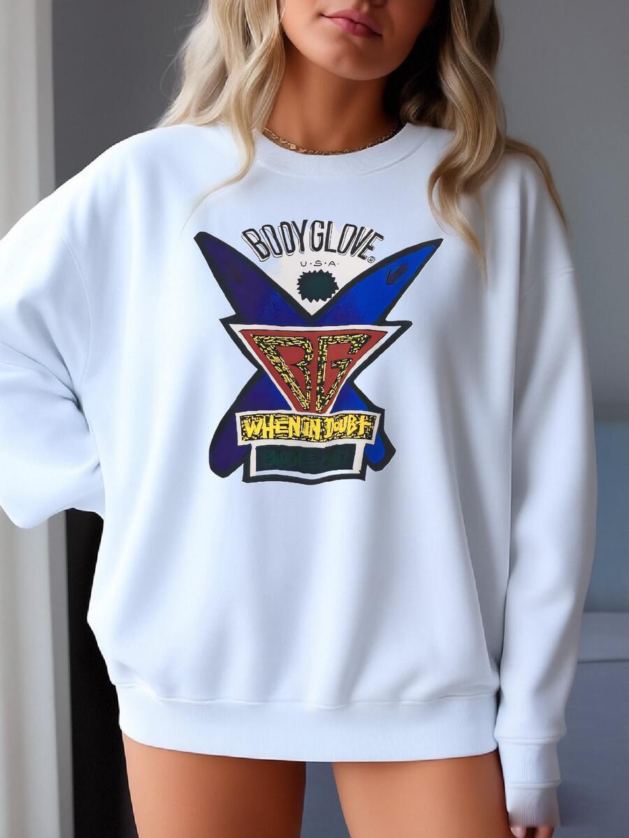 Vintage 90s Body Glove Surfing Sweatshirt Medium Body Glove Usa Surfing Jumper Bg Body Glove Paddle Out When In Out Crewneck Sweater Size M Sweatshirt - 白色 - 查看 1