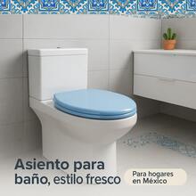 Tapa de inodoro superficie lisa mejorada cómoda suave fácil de limpiar para baño/hogar todo público - Celeste - Ver 5