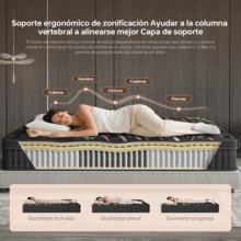 DreamFit Colchón Híbrido En Caja,Colchon Matrimonial 135CM*190CM*25CM,Ortopedico,Ergonómico,Espuma de Alta Densidad Memory Foam,,Antibacteriana,Antiácaros,Transpirabilidad,Antialérgico,Resistente a la humedad,Alivio de Presión y Extremadamente Cómodo,Firmeza Media,Certificado CertiPUR-US®, Economico,Colchones Resortes - Negro - Ver 4