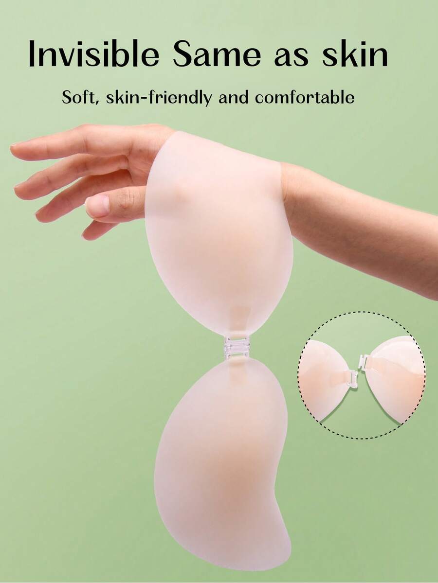 Women's Solid Color Simple Daily Wear Fixed Mango-Shaped Bra - 膚色 - 查看 1