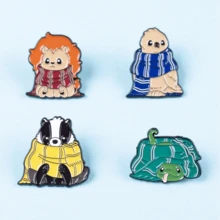 Harry Potter 1pc/3pcs Cute Animal Movie Cartoon Character Alloy Brooch, Magic School Theme Design, Made With High-Quality Enamel Coating, Vibrant Colors, Sturdy Metal Structure, Suitable For Attaching To Jacket/Backpack, Ideal Accessory For Fantasy Fans, Long-Lasting And Fade-Resistant, Great Gift For Children And Teenagers. - Multicolor - View 2
