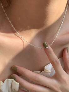 1 pieza Pulsera minimalista de acero inoxidable con cadena plana en forma de cruz, joyería para mujer