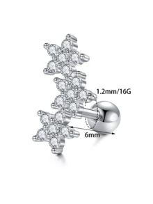 TOKRING 1pc Earrings Studs Thread Ear Studs Stainless Steel Cartilage Helix Earring Stud For Women, Flower Star Shaped 16G Gold Ear Piercing Jewelry - Ear Stud - View 2