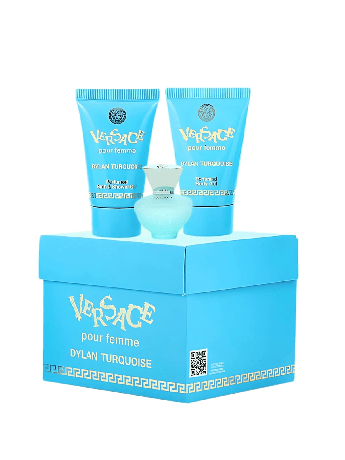 Versace Dylan Turquoise 女士迷你三件套（淡香水+沐浴露+沐浴啫喱）迷你套装 0.17盎司/5毫升+0.84盎司/25毫升*2 - 查看 1