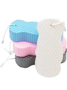 Éponges exfoliantes (1 pièce) - Éponge de bain et de douche super douce pour exfolier - Élimine les peaux mortes et les impuretés du corps - Idéal pour les adultes et les enfants - Rose & Bleu & Blanc & Gris