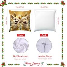 4pcs Christmas Gold Cute Snowman, Reindeer And Santa Claus Pillow Cover Set, Single-Sided Printed Plush Polyester Material, 45*45/50*50*40*40CM Cushion Cover For Modern Fabric Sofa Indoor Decor, Party Decoration, Gift