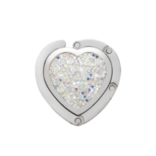 1pc Rhinestone Heart Shaped Foldable Handbag Hook, Women's Purse Hanger Holder Rack For Desktop, Folding Desk Decor - Multicolor - View 5