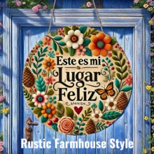 1pc 2D Flat Vintage Iron Sign Wall Decor - "My Happy Place" Spanish Quote Wall Art, Home, Restaurant, Bar, Cafe, Garage Decoration, Predrilled Holes, As Shown In Size - Multicolor - View 5