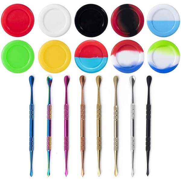Set di strumenti in acciaio inossidabile per la modellazione e la scultura in cera, con 5 ml di barattoli di stoccaggio in silicone antiaderente di colori assortiti (colore casuale)