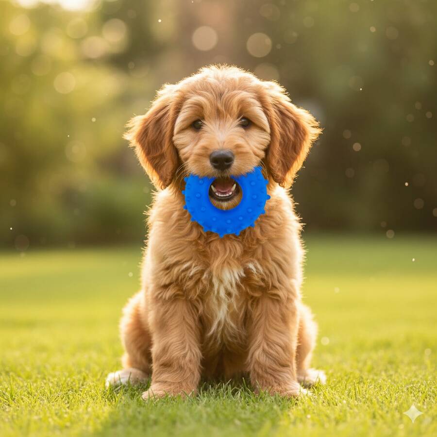 Belime Juguete Mordible en Forma de Dona con Picos, para Perro Mediano, Material de Vinil, Azul - Azul - Ver 1
