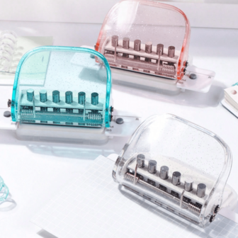 1 pieza Perforadora de 6 agujeros, perforadora de posicionamiento manual, paso de agujero de 9.5 mm, para papel A4/B5/A5 - Herramientas y suministros de manualidades