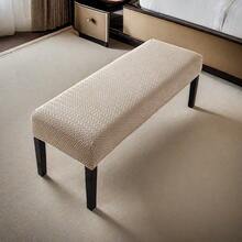 1/2pcs Grey Abstract Grid Bench Cover, Jacquard Elastic Fabric, Modern Minimalist, Thickened & Extended, Wear-Resistant, Anti-Scratch, Home & Office Bench/Piano Stool Cover - Light Camel - View 7